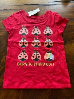 The Children’s Place Girls Red 'Born to Stand Out' Ladybug Graphic Tee 4T